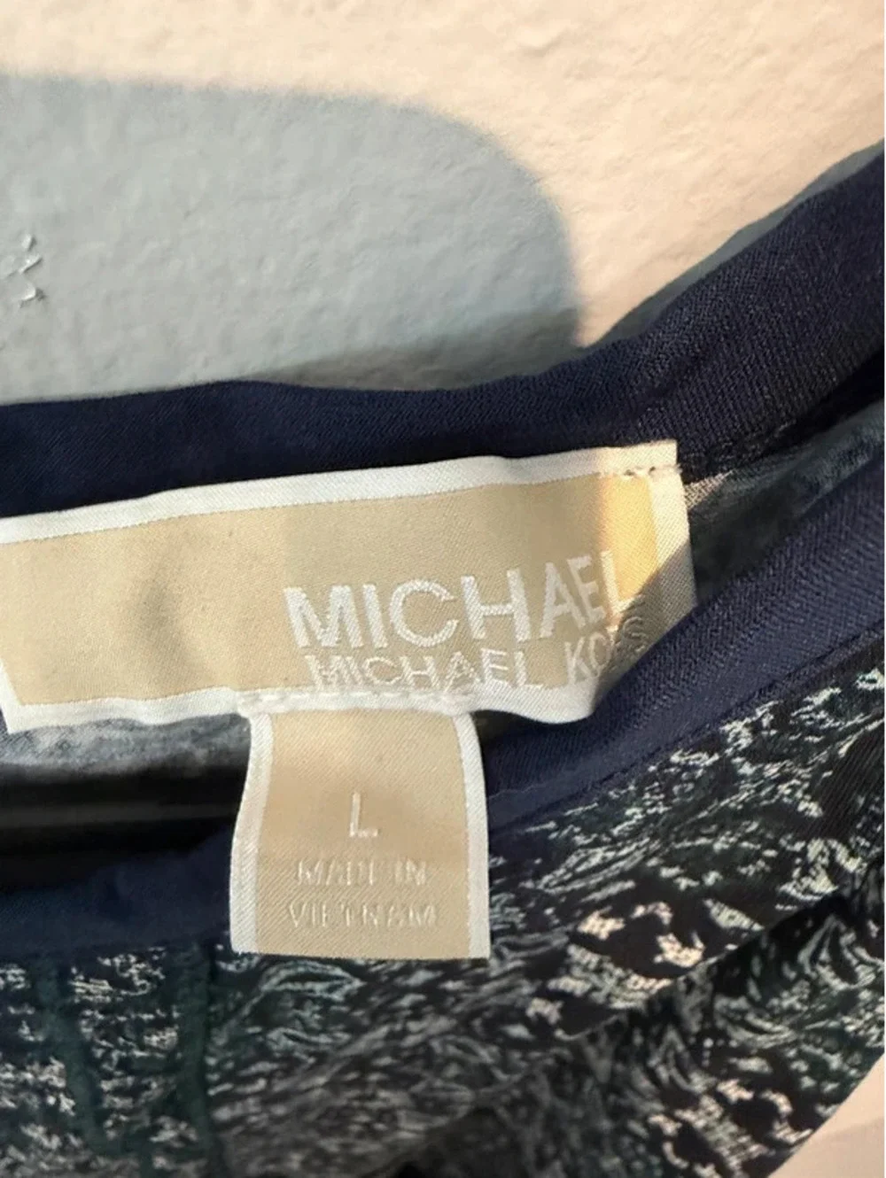 Michael Kors Navy Blue Floral Fit & Flare Dress Size L